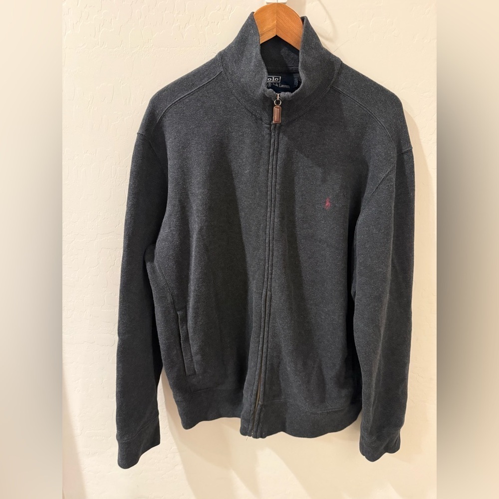 Polo Ralph Lauren Men’s Charcoal Ribbed Grandpa Cardigan Sweater – Size Large